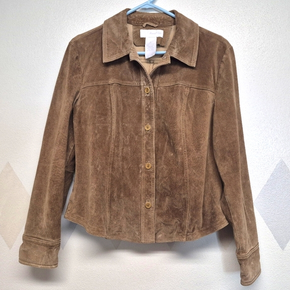 Vintage Marshall Field's Buckskin Brown Suede Women's Jacket Size L - Picture 1 of 11